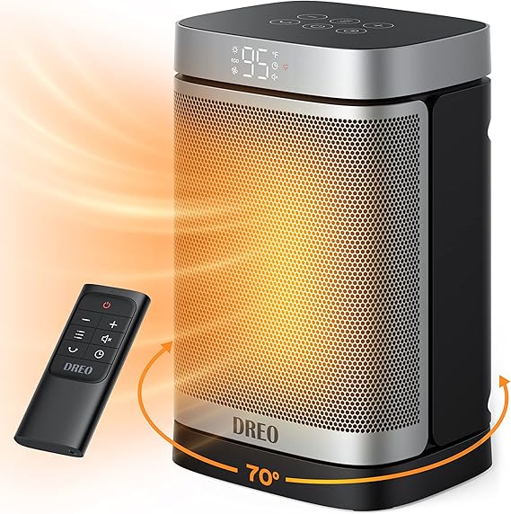 Dreo Atom One compact oscillating space heater.